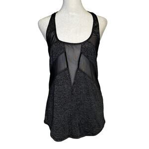 Lululemon If You're Lucky gray and black mesh panel tank top